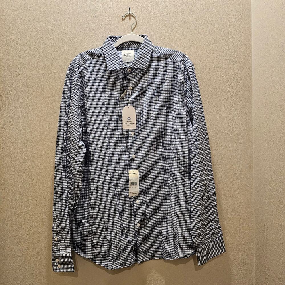 NWT Men's Long Sleeve Button Down Plaid Shirt Size 17.5 36-37